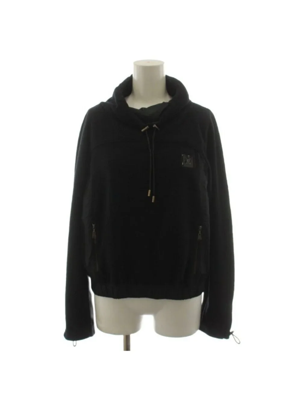 Louis Vuitton Sweatshirt Fleece Paneled High Neck Cashmere Blend Black M